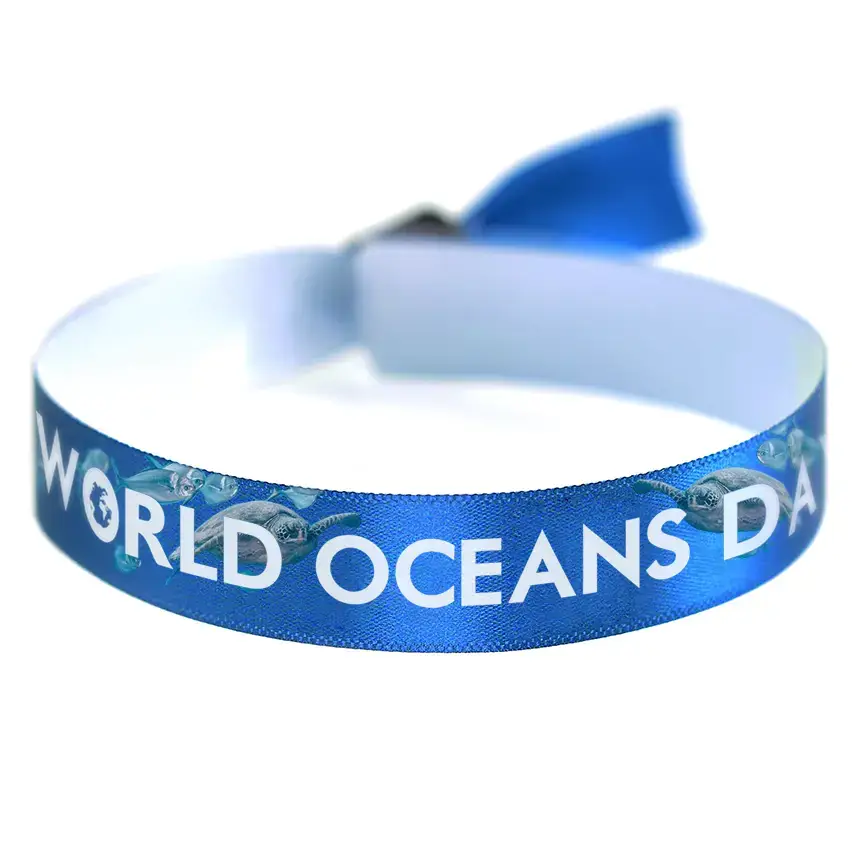 pulseira de tecido personalizada do Dia Mundial dos Oceanos