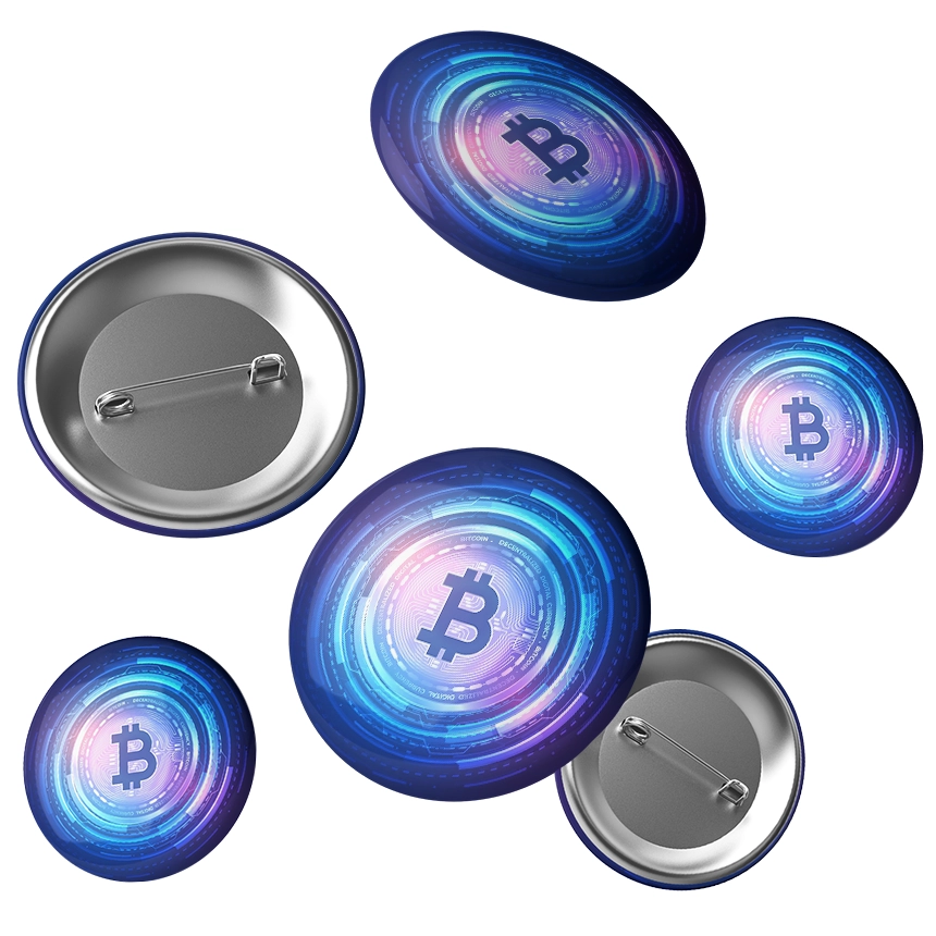 spille rotonde fluttuanti personalizzate con il simbolo del bitcoin