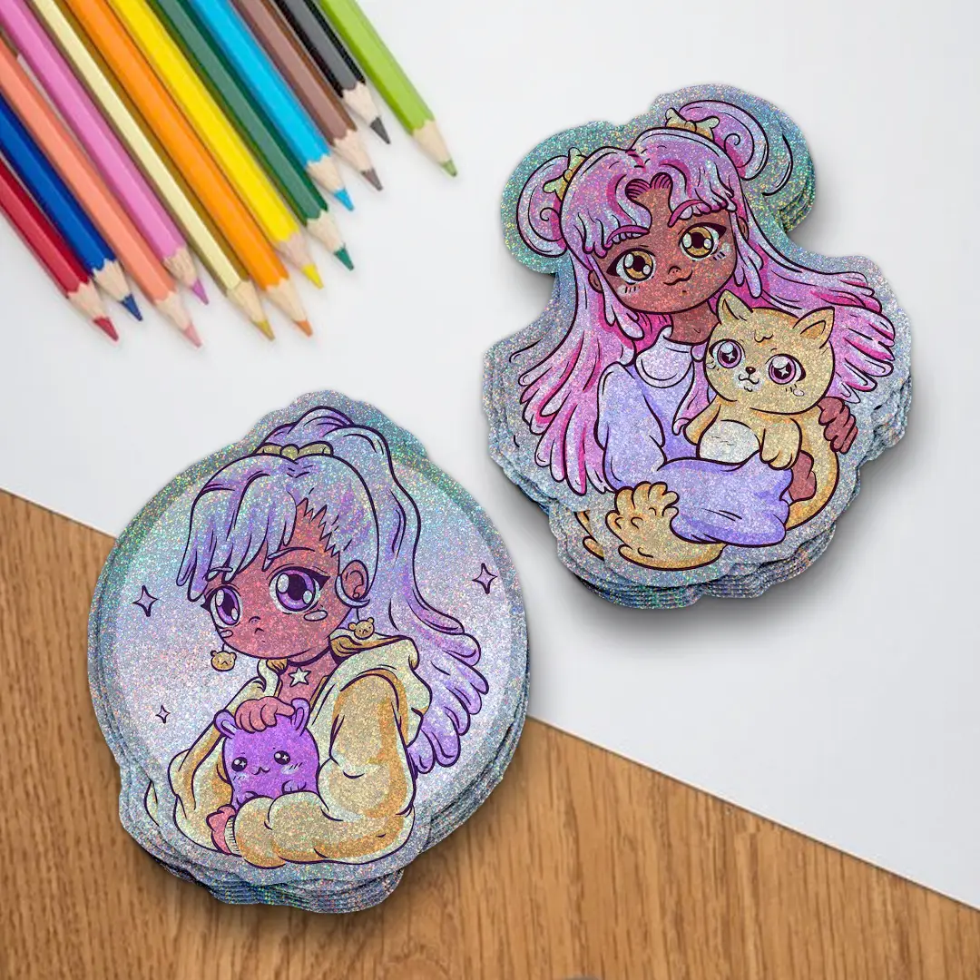 Pegatinas holograficas redondas personalizadas 60mm